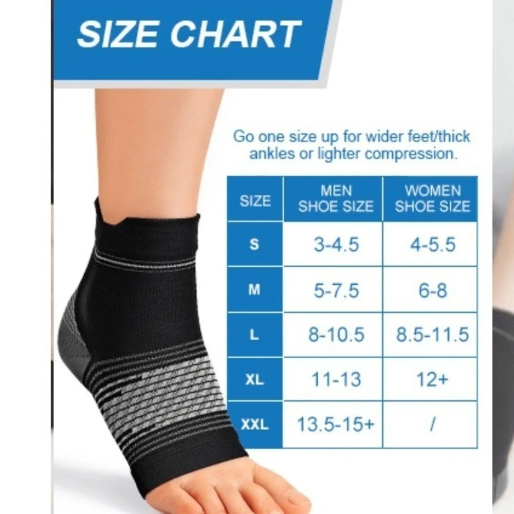 PAPLUS Compression Foot Sleeves 6 Pairs Black XL Plantar Fasciitis Arch‎ Support
